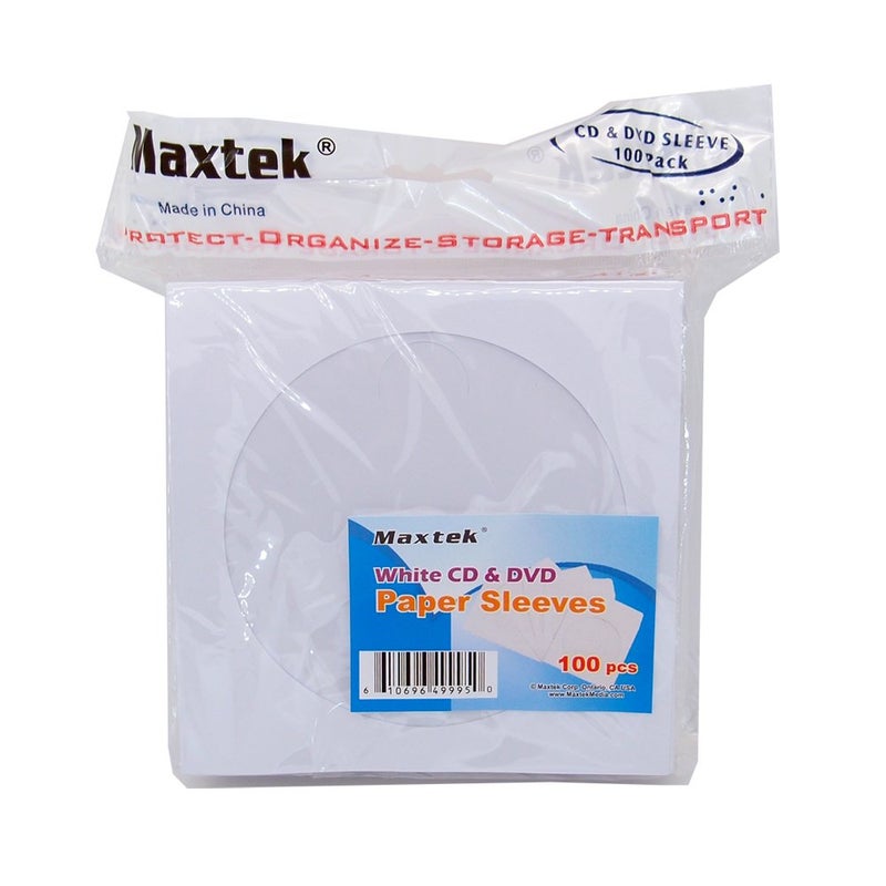 maxtek 100 Pack Maxtek Premium Thick White Paper CD DVD Sleeves Envelope with Window Cut Out and Flap, 100g - Image 3